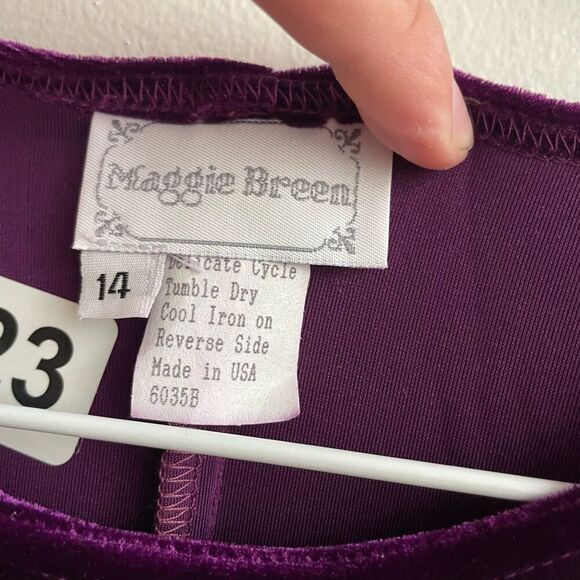 Vtg Maggie Breen Girls Purple Velvet Dress 14 Maxi Formal Holiday Plum Party - Picture 6 of 9